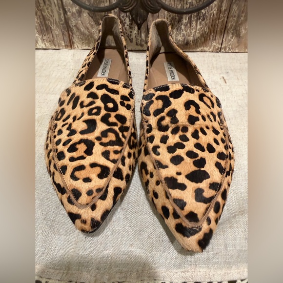 Steve Madden "Feather" Leopard Loafers / Flats size 12 leather - Picture 6 of 9